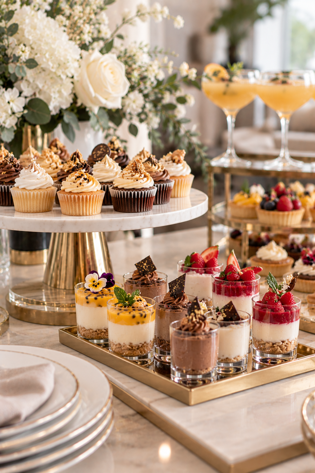 Luxurious Gold-Accented Dessert Table